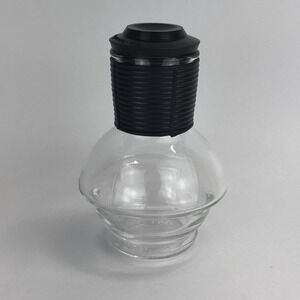 Glasbake Hottle Bottle Clear Glass Coffee Tea with Black Lid Classic Vintage